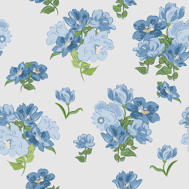 Seamless texture with blue flowers. - Vector, Image