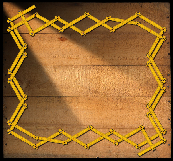 Fondo de madera con marco de regla
 - Foto, Imagen