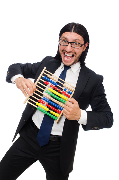 Смешной человек с калькулятором и счетчиком - Фото, изображение