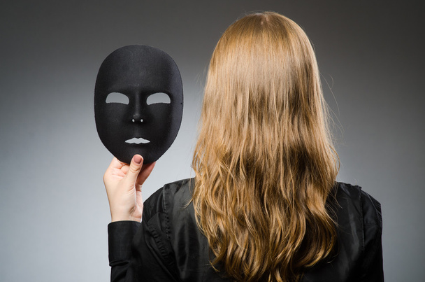 Woman with mask in funny concept - Φωτογραφία, εικόνα