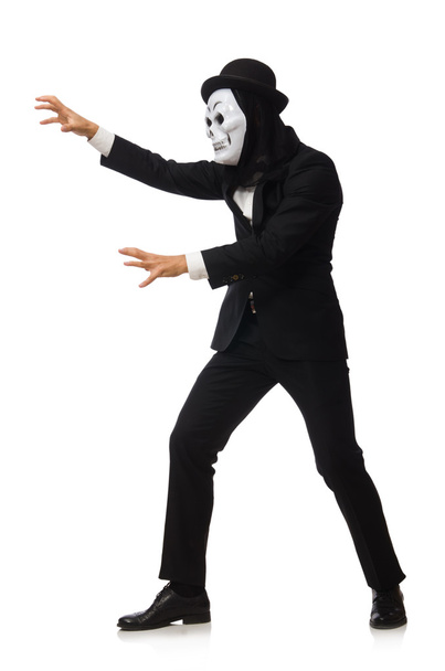 Uomo con maschera spaventosa isolato su bianco
 - Foto, immagini