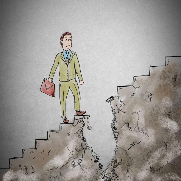 бизнесмен, идущий по лестнице прерывается
 - Фото, изображение