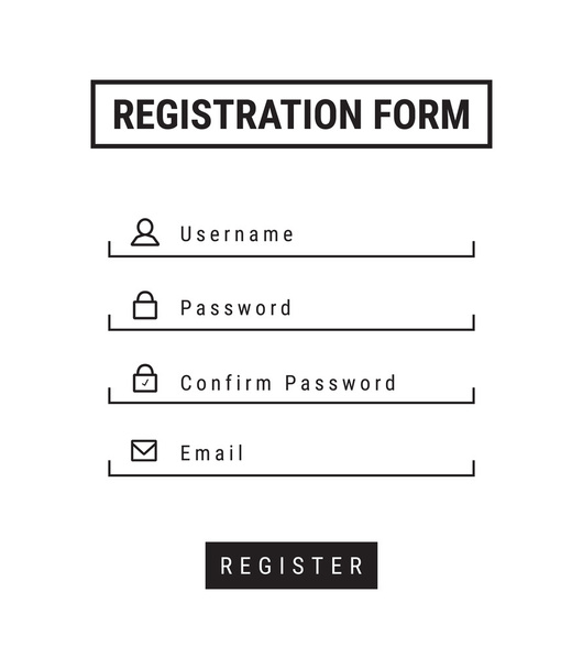 Registration form - Wektor, obraz