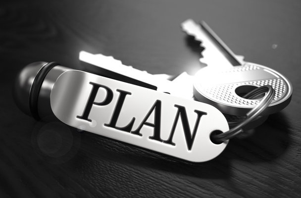 Plan Concept. Keys with Keyring. - Fotó, kép