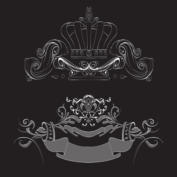 drawing hand vintage frame baroque elements for advertising in vintage style, vector ornament, to frame the logo for text - Vecteur, image