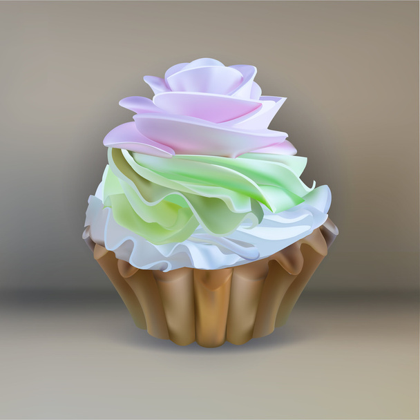 illustration isolated cake basket with cream, vector - ベクター画像