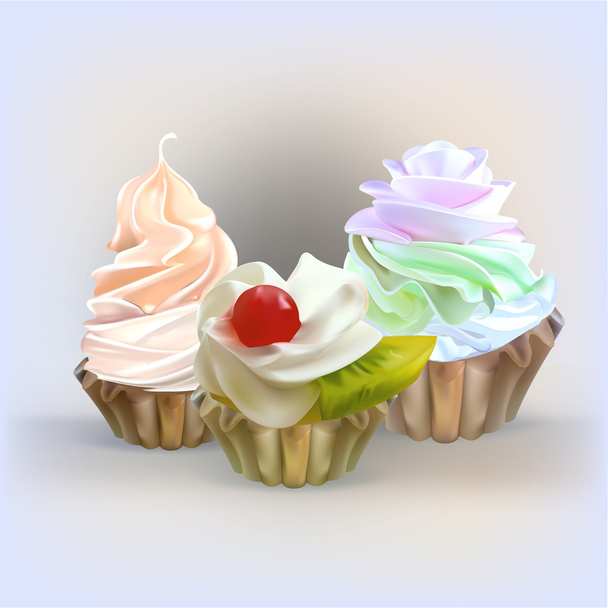 illustration isolated cake basket with cream, vector - Vector, Image