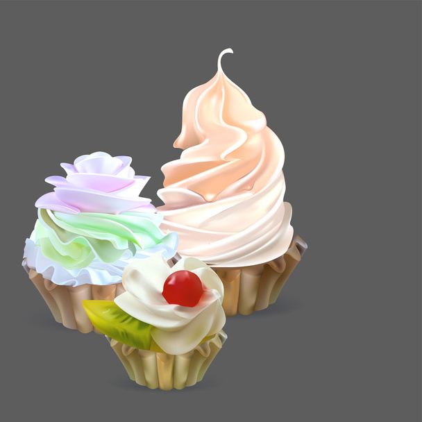 illustration isolated cake basket with cream, vector - Διάνυσμα, εικόνα