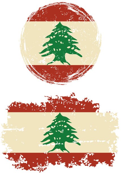 libanesische runde und quadratische Grunge-Fahnen. Vektorillustration. - Vektor, Bild