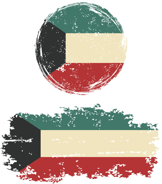 Кувейт круглый и квадратный гранж флаги. Векторная иллюстрация
. - Вектор,изображение