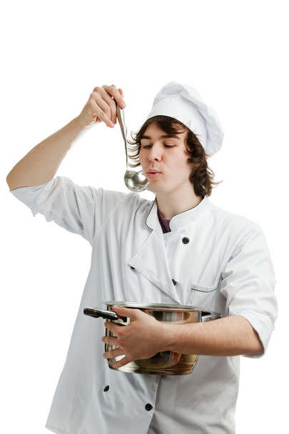 Chef with ladle and pan - Foto, Bild