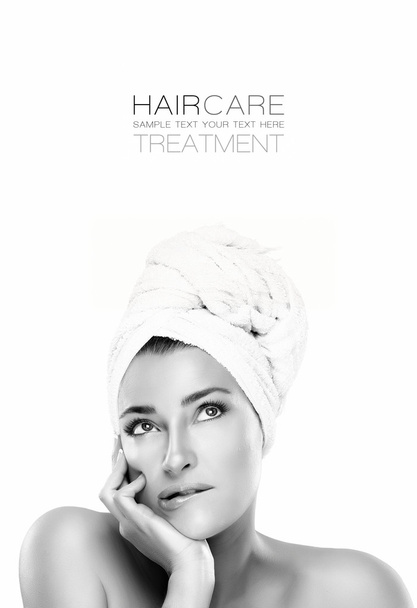 Gorgeous Spa woman with a pensive expression. Haircare concept - Photo, Image