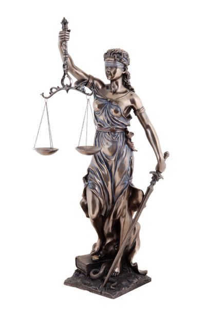 Статуя правосудия, мифологическая греческая богиня Фемиды, изолированная
 - Фото, изображение