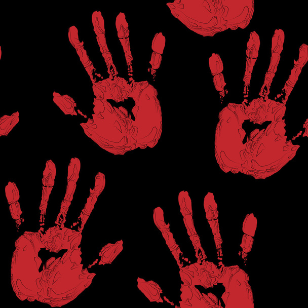 červená ruka tiskne na černém pozadí - Vektor, obrázek