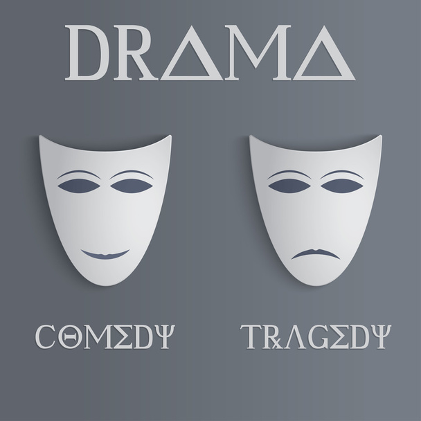 comedy and tragedy masks - Vector, Image