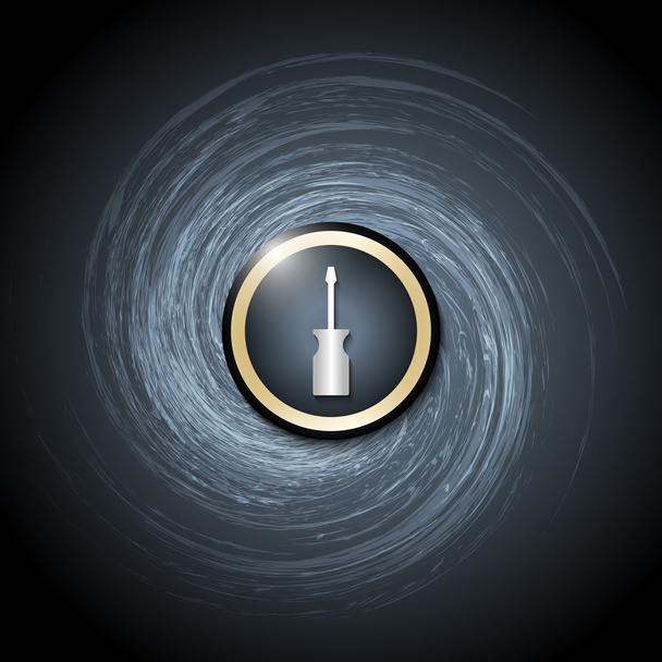 Dark background with abstract spirals and screwdriver - Vecteur, image
