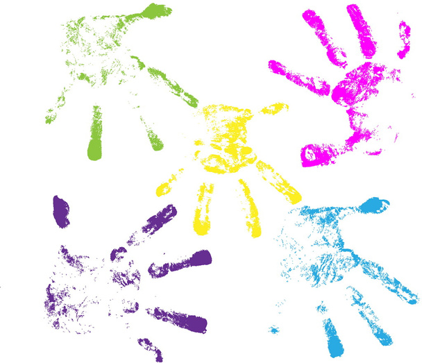Huellas de manos vectoriales, aisladas en blanco
 - Vector, Imagen