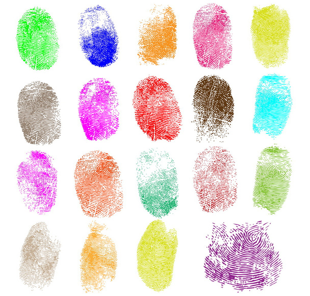 指紋のセット、ベクトル イラスト白で隔離 - ベクター画像