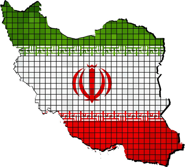 Irã mapa com bandeira dentro
 - Vetor, Imagem
