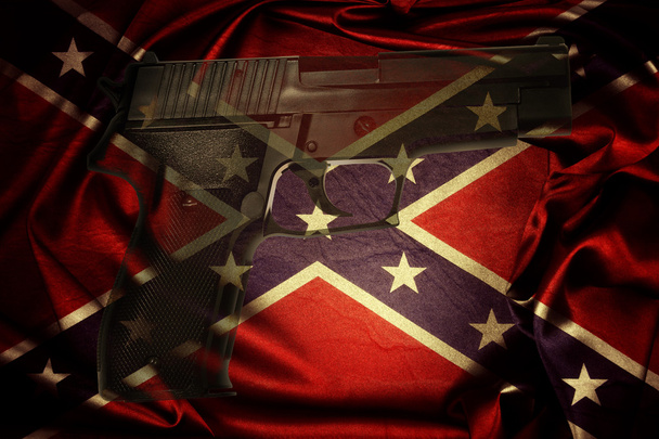 Gun and flag - Photo, Image