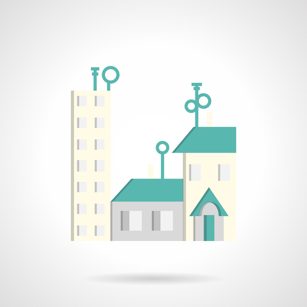 Residential district abstract flat vector icon - Vector, Image