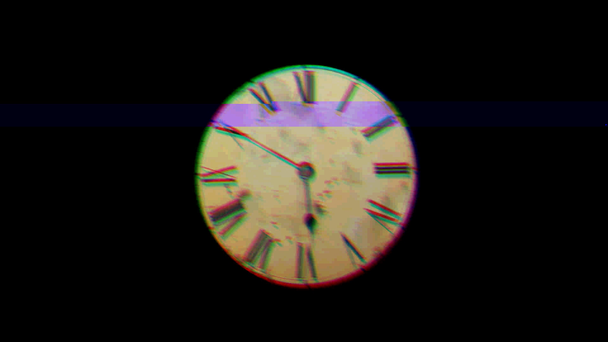 Television interference from fast motion hours. The concept of time warp. clock hands moving fast. - Footage, Video