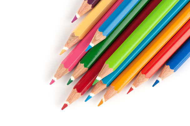 Color pencils isolated on a white background - Foto, imagen