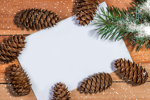Frame of pine cones with space for text. Christmas - Photo, Image