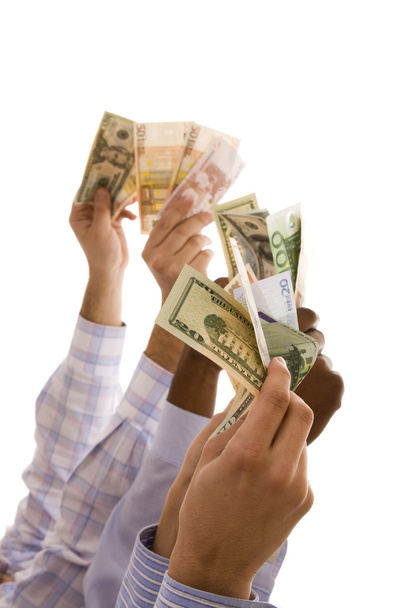 Багаторасові руки з грошима
 - Фото, зображення