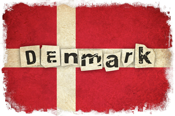 Vlajka Dánsko grunge pozadí obrázku evropské země - Fotografie, Obrázek