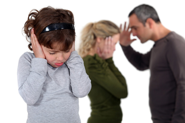Daughter stood with arguing parents - Photo, Image