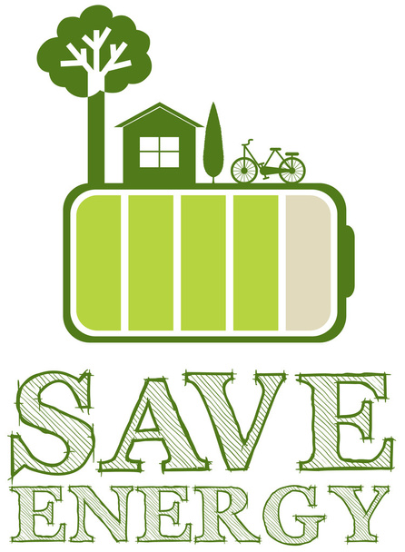 Αποθήκευση ενέργειας αφίσα με πράσινο σχέδιο - Διάνυσμα, εικόνα