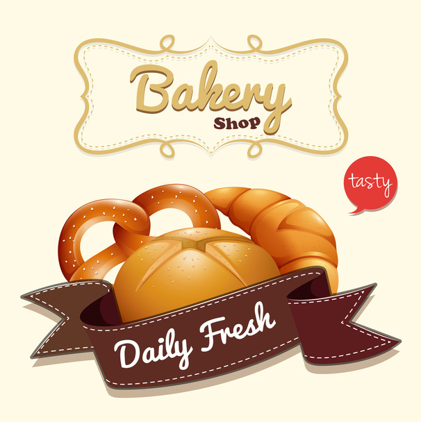 Bakery logo with text and bread - Vector, Image