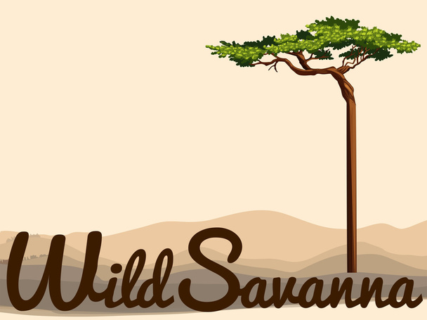 Savanna salvaje con árbol en el campo
 - Vector, Imagen