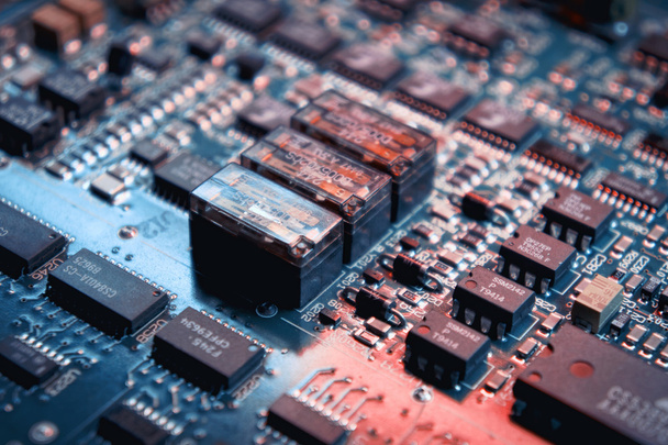 Microchips on a circuit board - Foto, imagen