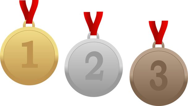 Gold, silver and bronze medals - Vector, afbeelding
