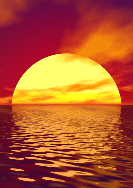 Szkarłatny zachód słońca - Zdjęcie, obraz