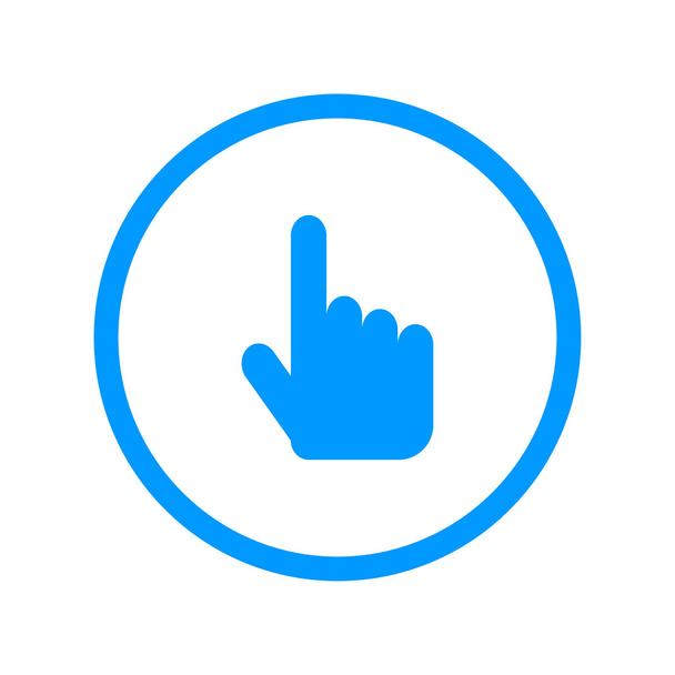 Illustration vectorielle emblème signe. Main avec toucher un bouton ou un doigt pointeur
. - Vecteur, image