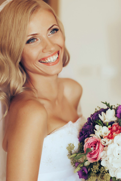 blonde bride close-up - Photo, Image