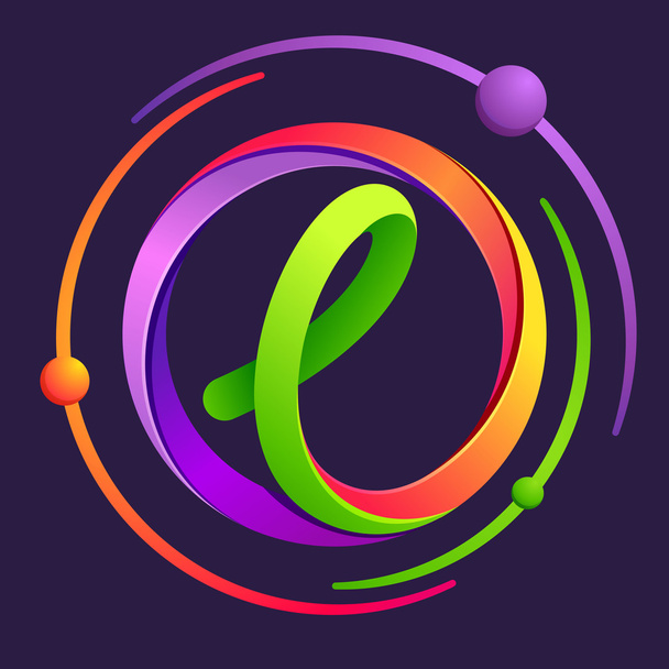 L letter logo with atoms orbits. - Vector, Image