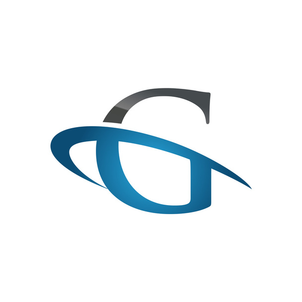 G blue initial company swoosh logo - Vector, Image