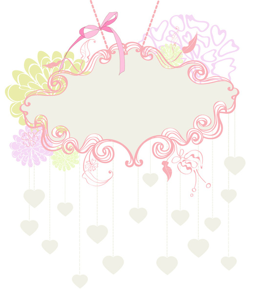 Floral label for Valentine holiday - Vector, afbeelding