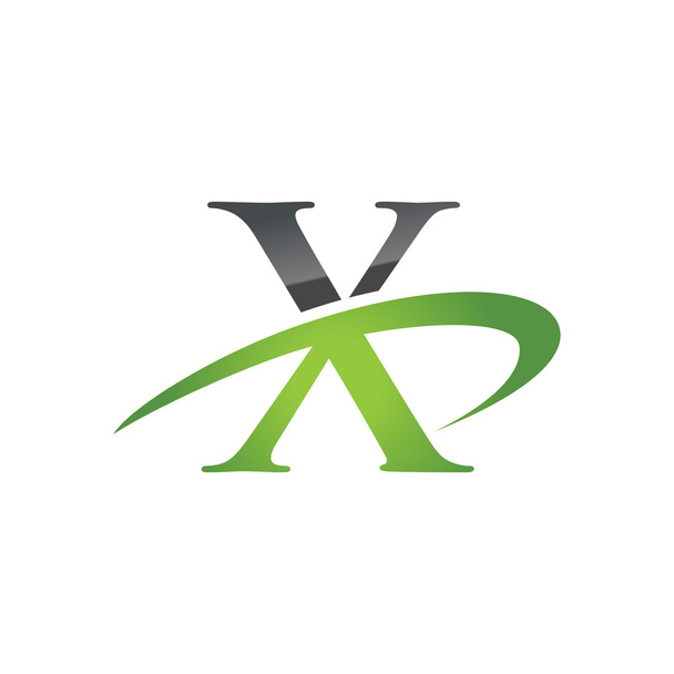 X verde inicial empresa swoosh logo
 - Vector, imagen
