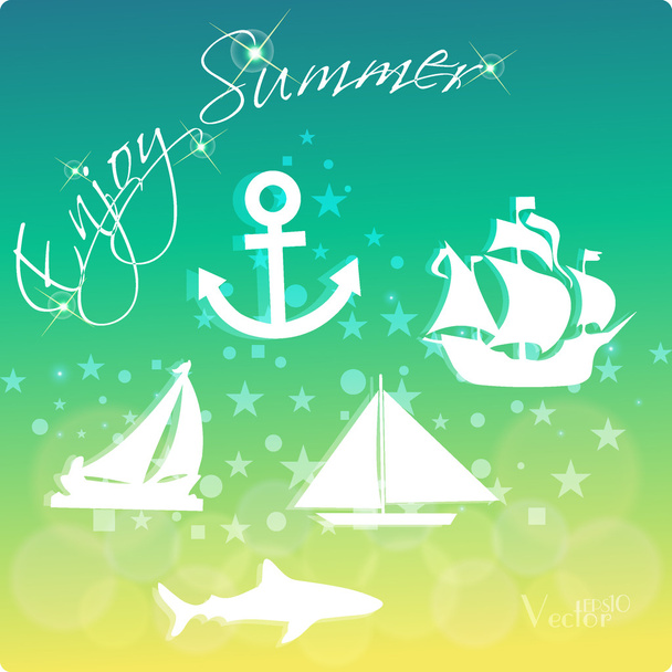 Summer's background with text - illustration. Vector illustration of a glowing Summer time background. - Vector, imagen