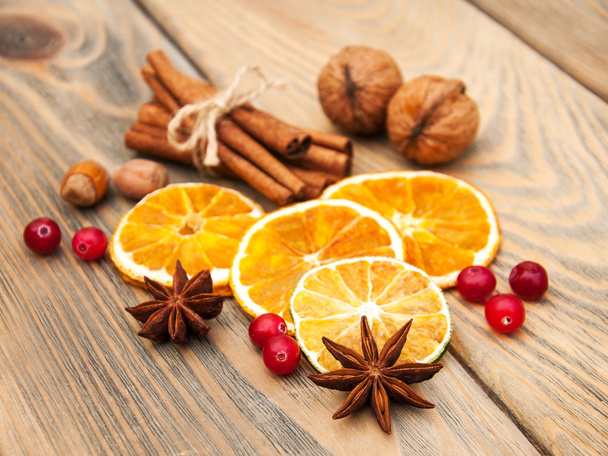 Spices and dried oranges - Photo, image