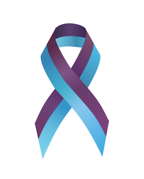 紫と青のストライプ リボン意識 - 写真・画像