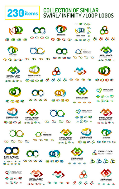 Enorme mega colección de remolino, bucle, infinito en forma de logotipos e iconos
 - Vector, imagen