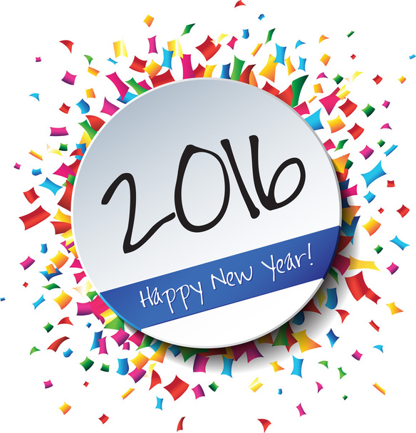 Happy New Year flat label - Vector, Image