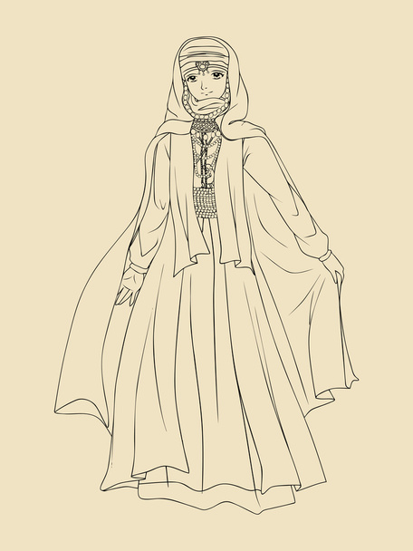 Arabi nainen perinteinen puku
 - Vektori, kuva