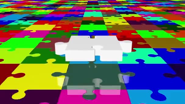 Pièce de puzzle volant en blanc sur différentes couleurs
 - Séquence, vidéo
